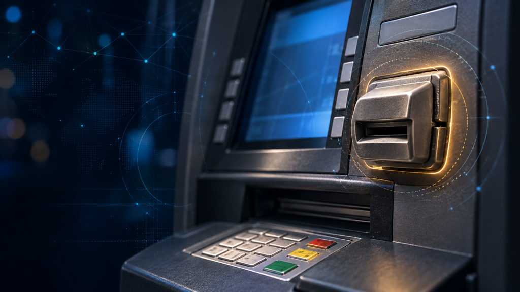 ATM keypad and card slot to check for skimming devices